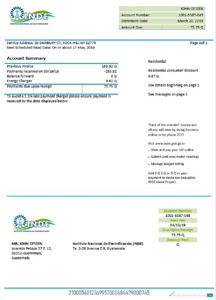 download download Guatemala INDE Instituto Nacional de Electrificación electricity utility bill